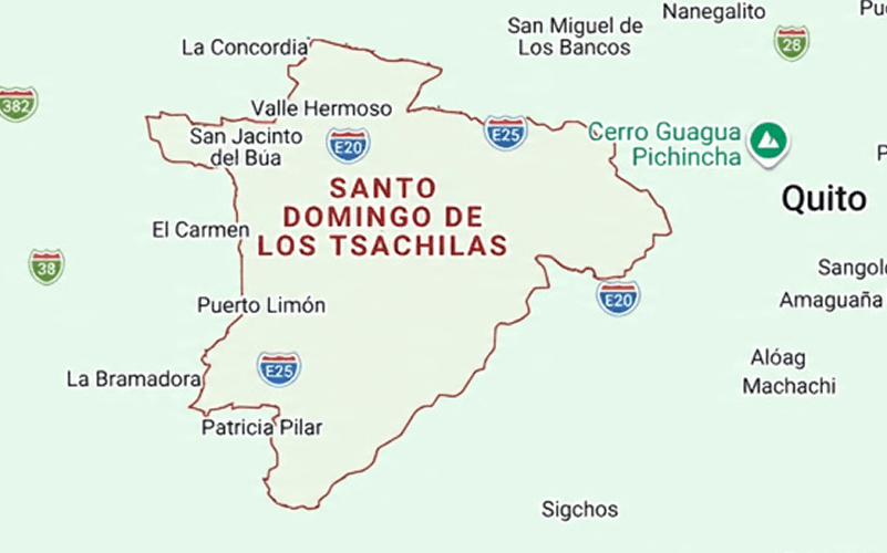 Mapa de Ecuador - Base en Santo Domingo